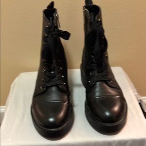 Calvin Klein Black Women's Lace Up & Side Zip Combat Boots